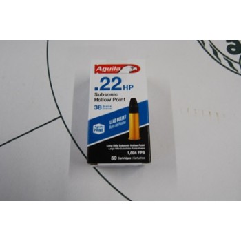 .22LR Aguilla Subsonic 38gr Hollow Point - Box of 50 .22LR Aguilla Subsonic 38gr Hollow Point - Box of 50
